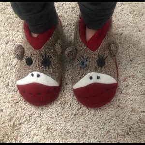Sock monkey slippers